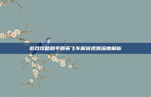 游戏攻略和平精英飞车解说视频深度解析