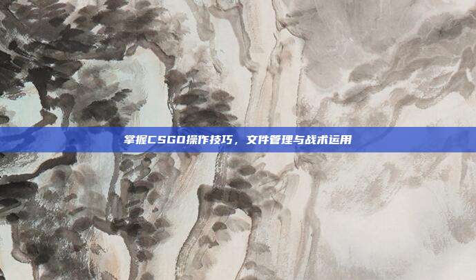 掌握CSGO操作技巧,文件管理与战术运用