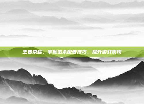 王者荣耀,掌握击杀配音技巧,提升游戏表现