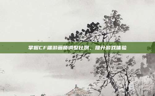 掌握CF端游画质调整比例,提升游戏体验