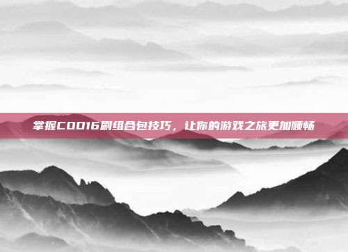 掌握COD16刷组合包技巧,让你的游戏之旅更加顺畅