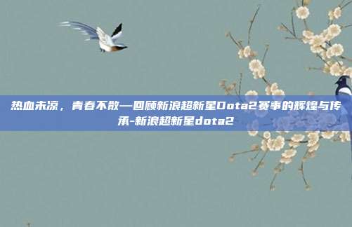 热血未凉，青春不散—回顾新浪超新星Dota2赛事的辉煌与传承-新浪超新星dota2
