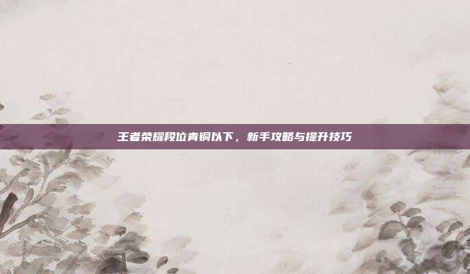 王者荣耀段位青铜以下,新手攻略与提升技巧
