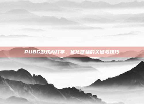 PUBG游戏内打字,优化体验的关键与技巧