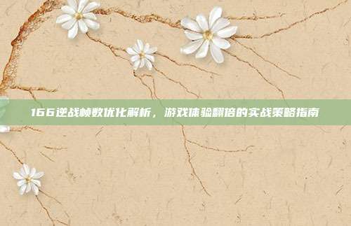 166逆战帧数优化解析，游戏体验翻倍的实战策略指南