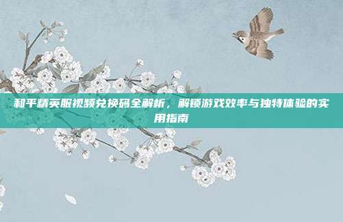 和平精英服视频兑换码全解析，解锁游戏效率与独特体验的实用指南