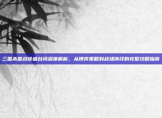 三国杀国战徐盛台词深度解析,从博弈策略到战场演绎的完整攻略指南