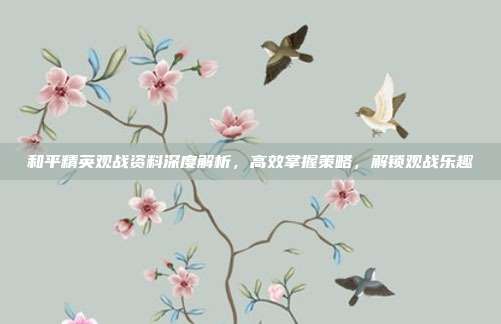 和平精英观战资料深度解析，高效掌握策略，解锁观战乐趣