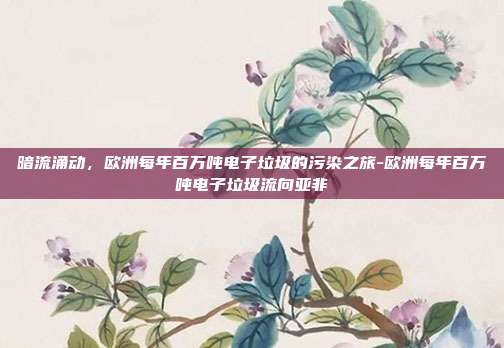 暗流涌动，欧洲每年百万吨电子垃圾的污染之旅-欧洲每年百万吨电子垃圾流向亚非