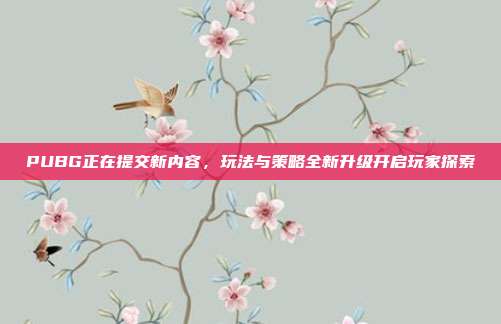 PUBG正在提交新内容,玩法与策略全新升级开启玩家探索