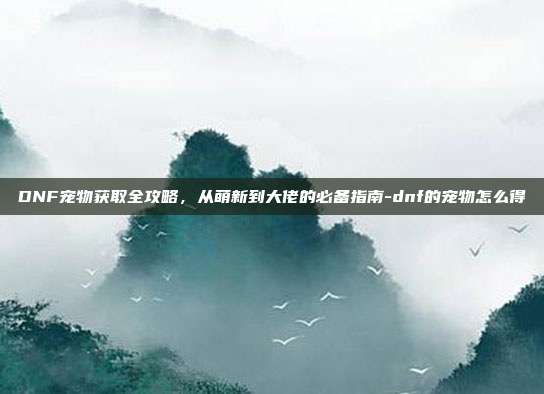 DNF宠物获取全攻略，从萌新到大佬的必备指南-dnf的宠物怎么得