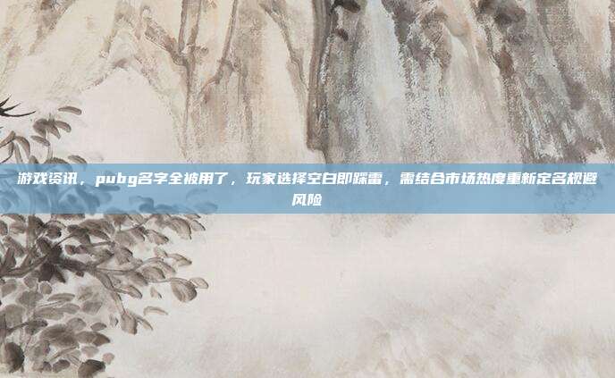 游戏资讯,pubg名字全被用了,玩家选择空白即踩雷,需结合市场热度重新定名规避风险
