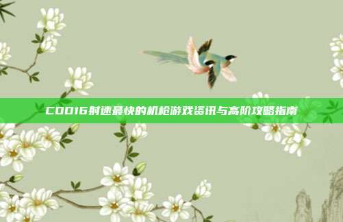 COD16射速最快的机枪游戏资讯与高阶攻略指南