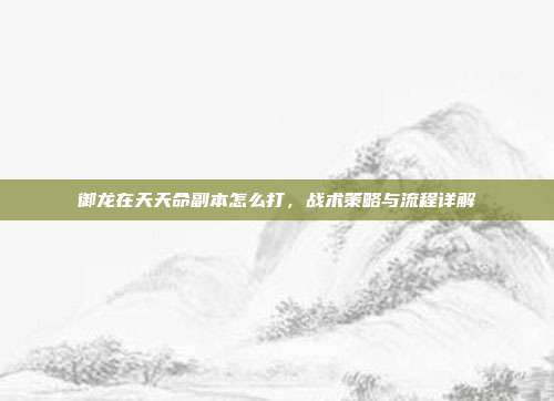 御龙在天天命副本怎么打，战术策略与流程详解