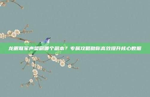 龙眠联军声望刷哪个副本?专属攻略助你高效提升核心数据