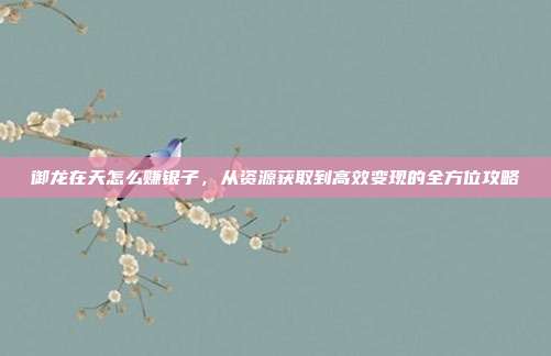 御龙在天怎么赚银子,从资源获取到高效变现的全方位攻略