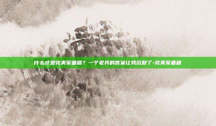 什么才是完美军备箱？一个老兵的答案让我沉默了-完美军备箱