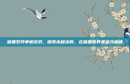 暗黑系列单机游戏，探索未知法则，在暗黑世界里追寻巅峰