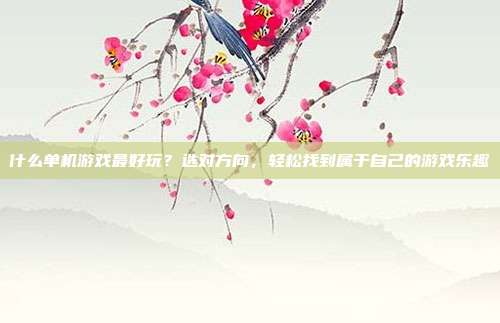 什么单机游戏最好玩？选对方向，轻松找到属于自己的游戏乐趣