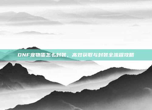 DNF宠物蛋怎么封装，高效获取与封装全流程攻略