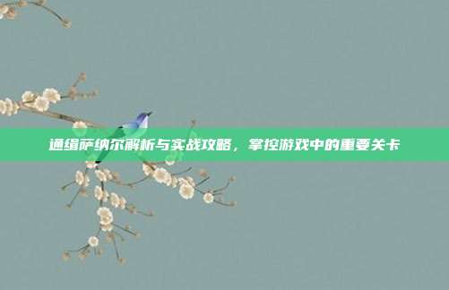 通缉萨纳尔解析与实战攻略，掌控游戏中的重要关卡