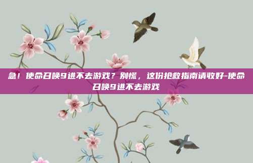急！使命召唤9进不去游戏？别慌，这份抢救指南请收好-使命召唤9进不去游戏