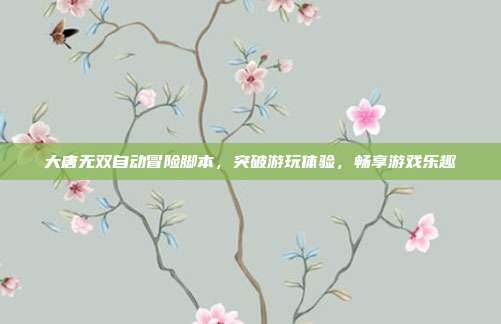 大唐无双自动冒险脚本,突破游玩体验,畅享游戏乐趣