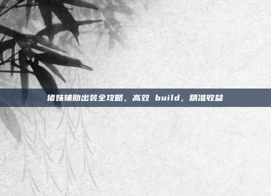 猪妹辅助出装全攻略,高效 build,精准收益