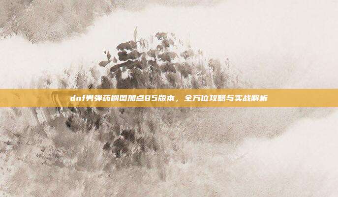 dnf男弹药刷图加点85版本，全方位攻略与实战解析