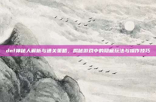 dnf神秘人解析与通关策略，揭秘游戏中的隐藏玩法与操作技巧