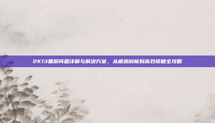 2K13黑屏问题详解与解决方案,从根源剖析到高效修复全攻略