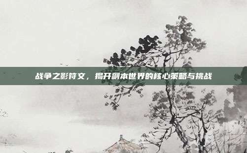 战争之影符文,揭开副本世界的核心策略与挑战