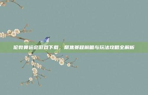 伦敦奥运会游戏下载,聚焦赛程前瞻与玩法攻略全解析