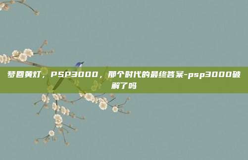 梦回黄灯，PSP3000，那个时代的最终答案-psp3000破解了吗
