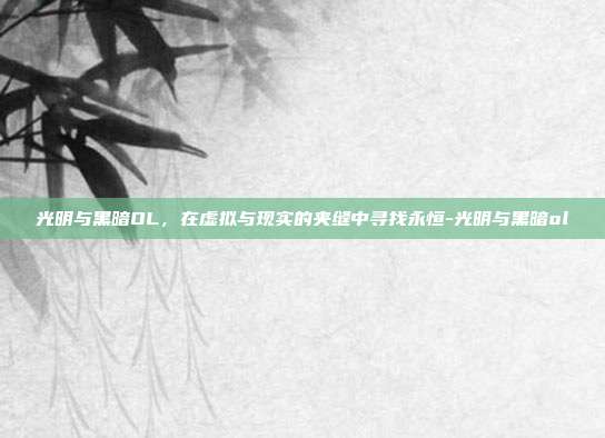 光明与黑暗OL，在虚拟与现实的夹缝中寻找永恒-光明与黑暗ol