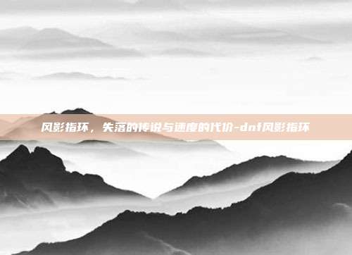 风影指环，失落的传说与速度的代价-dnf风影指环