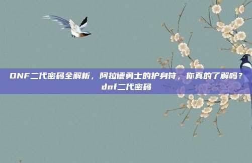 DNF二代密码全解析,阿拉德勇士的护身符,你真的了解吗?dnf二代密码