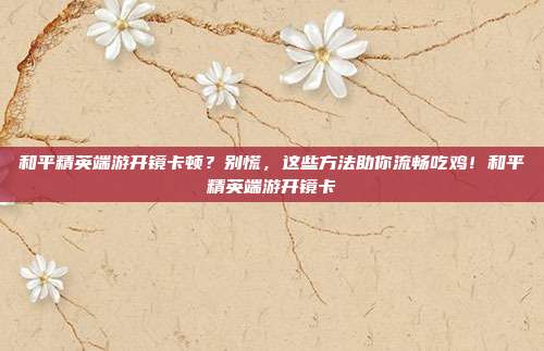 和平精英端游开镜卡顿?别慌,这些方法助你流畅吃鸡!和平精英端游开镜卡