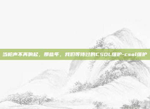 当枪声不再响起，那些年，我们等待过的CSOL维护-csol维护
