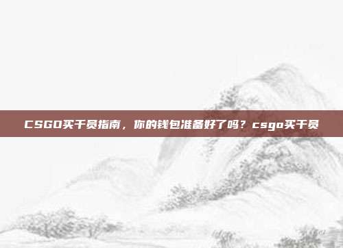 CSGO买干员指南，你的钱包准备好了吗？csgo买干员