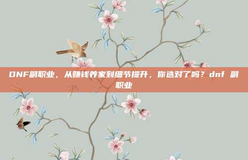DNF副职业，从赚钱养家到细节提升，你选对了吗？dnf 副职业