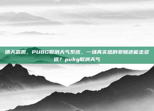 晴天霹雳，PUBG取消天气系统，一场真实感的豪赌还能走多远？pubg取消天气