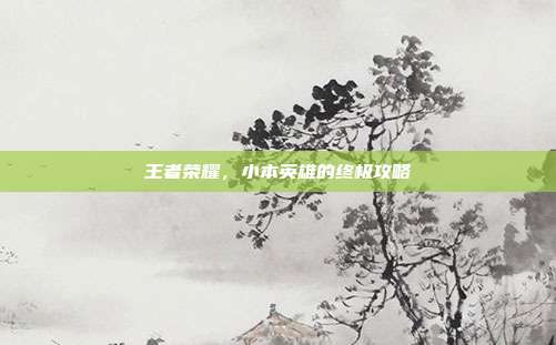 王者荣耀，小本英雄的终极攻略