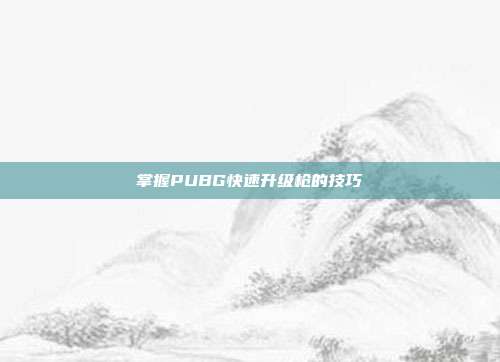 掌握PUBG快速升级枪的技巧