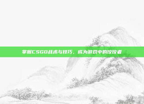 掌握CSGO战术与技巧,成为游戏中的佼佼者