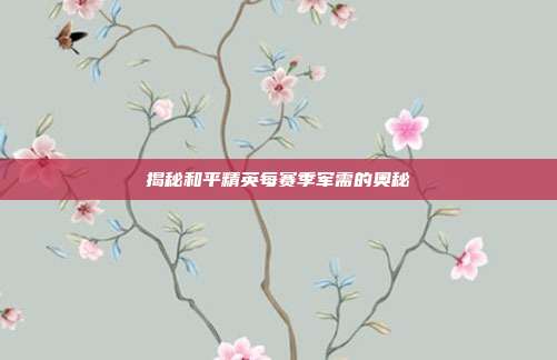 揭秘和平精英每赛季军需的奥秘