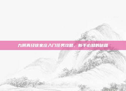 九阴真经徐家庄入门任务攻略，新手必知的秘籍