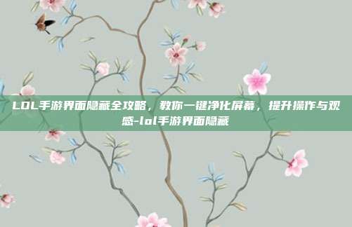 LOL手游界面隐藏全攻略，教你一键净化屏幕，提升操作与观感-lol手游界面隐藏