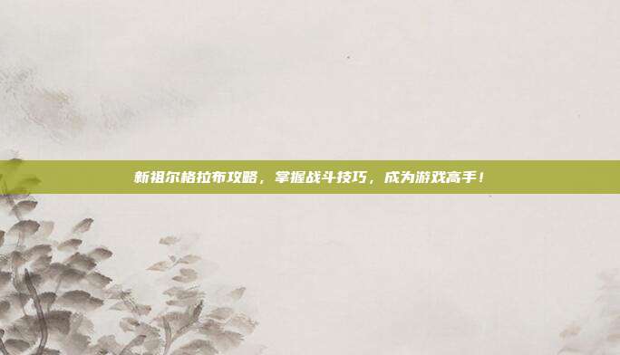 新祖尔格拉布攻略,掌握战斗技巧,成为游戏高手!