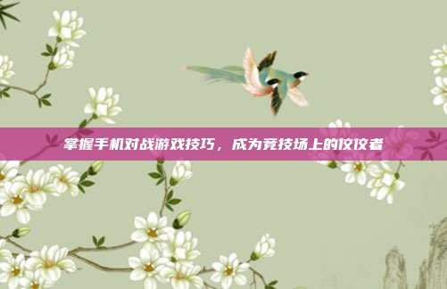 掌握手机对战游戏技巧,成为竞技场上的佼佼者